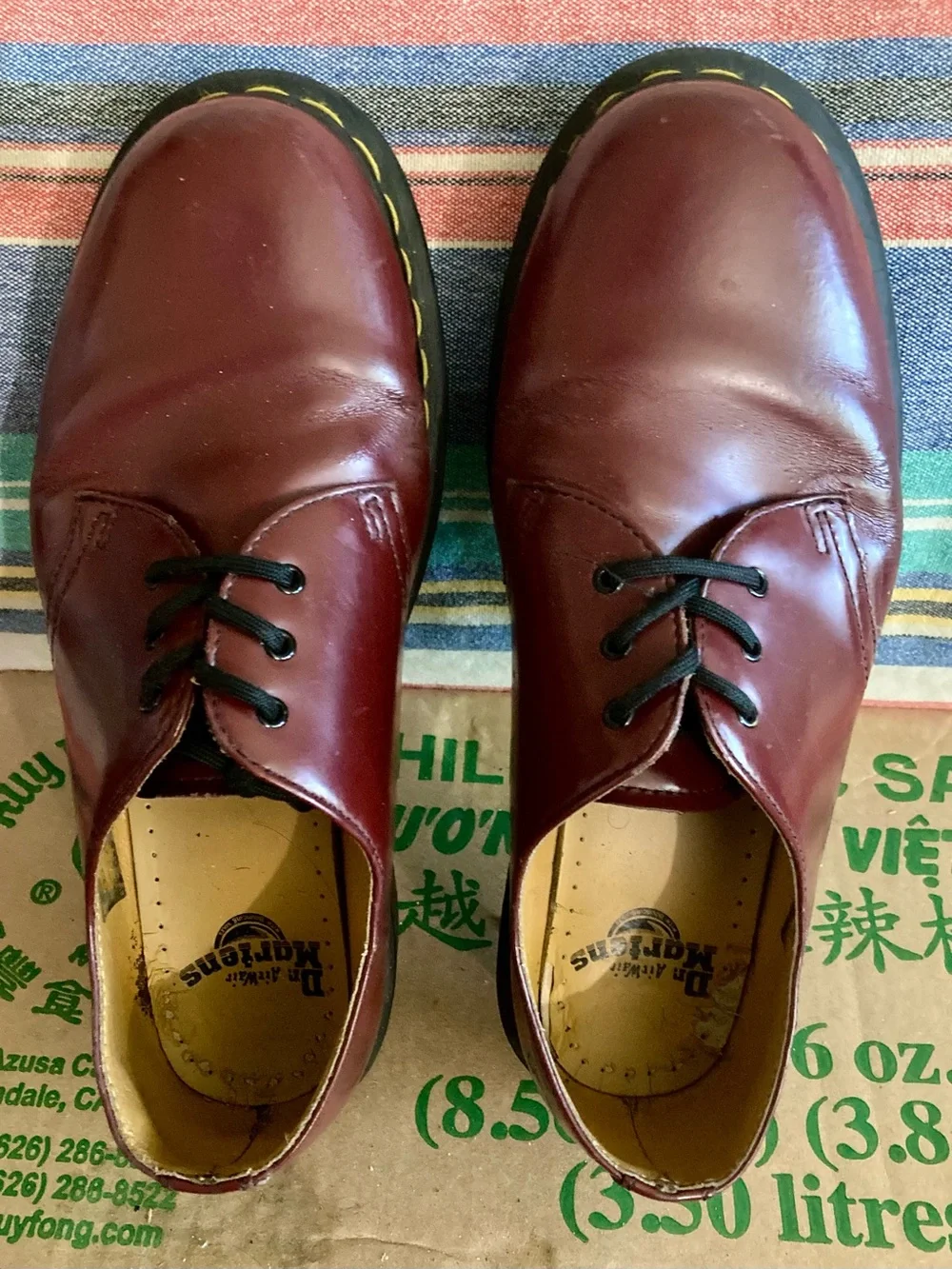 Doc Martens Men's Burgundy Leather Lace-Up Shoes